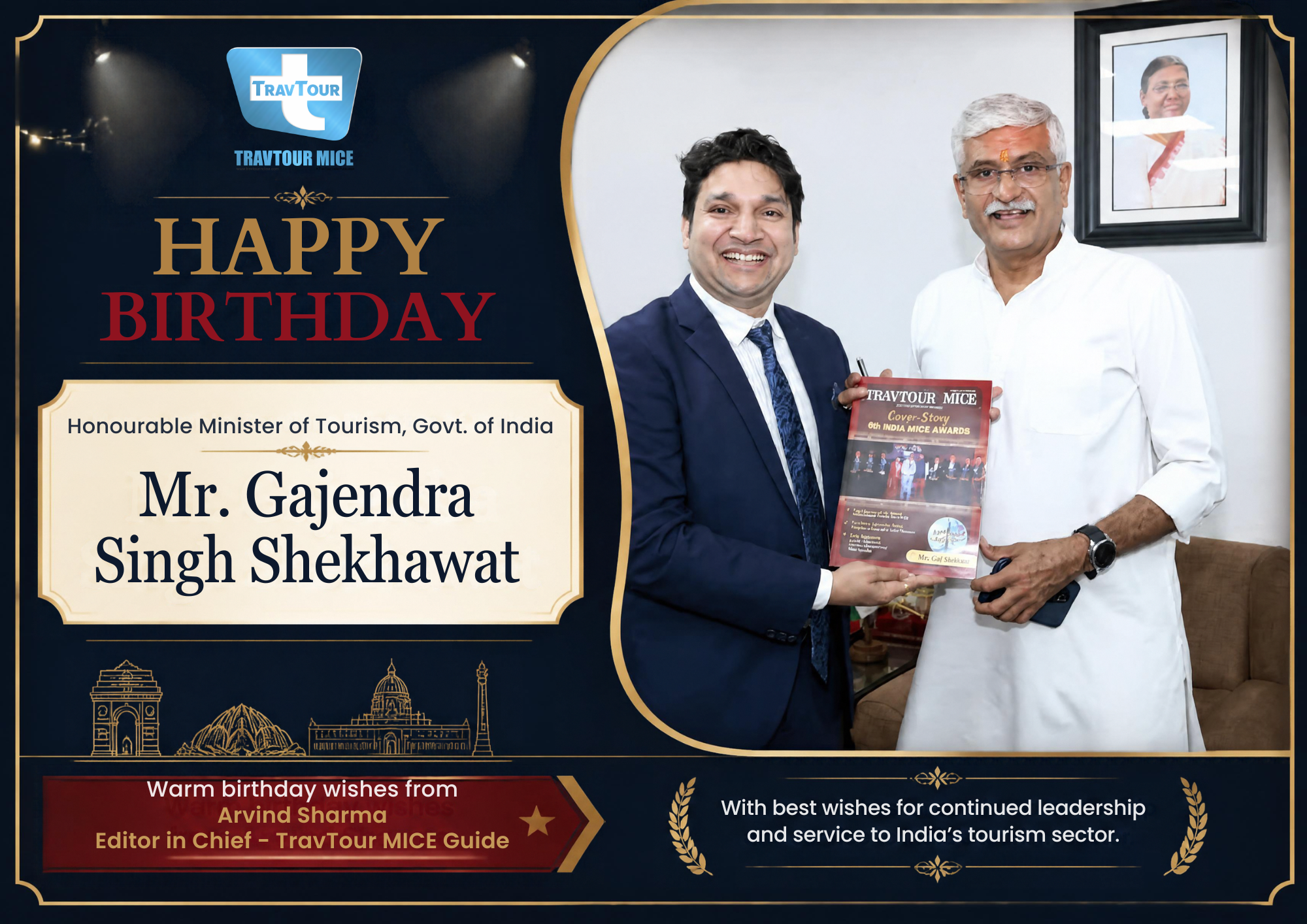 TravTour MICE Guide wishes our Honourable Union Minister of Tourism, GOI Mr. Gajendra Singh Shekhawat a Happy Birthday